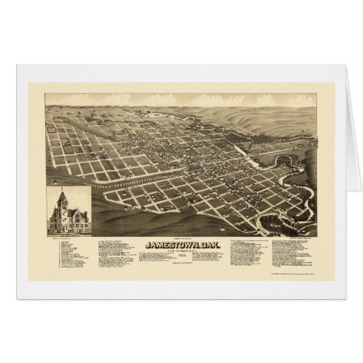 Jamestown, ND Panoramic Map - 1883 Cards (Front Horizontal)