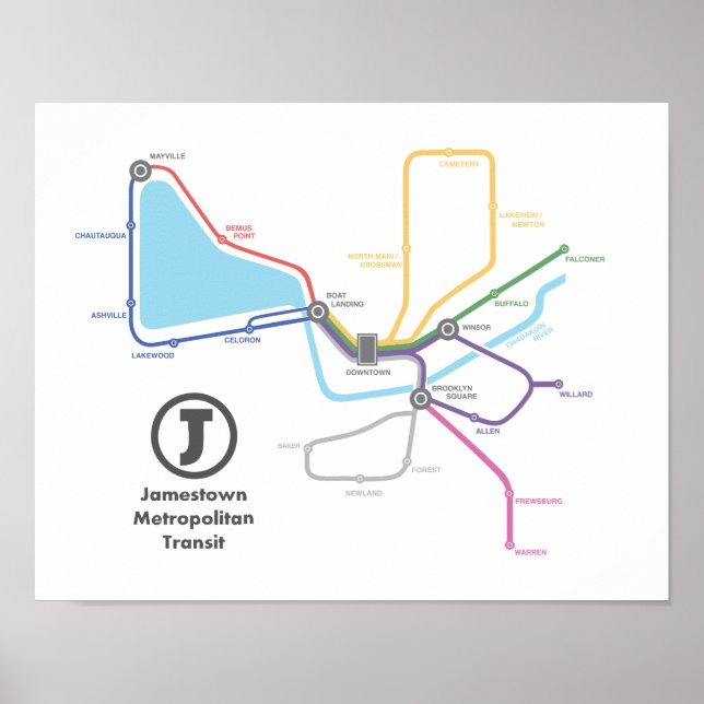 Jamestown Subway Map Poster (14 x 11) (Front)