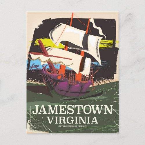 Jamestown Virginia vintage travel poster Postcard