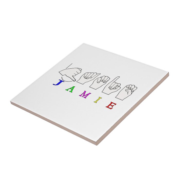 JAMIE NAME SIGN ASL FINGERSPELLED CERAMIC TILES