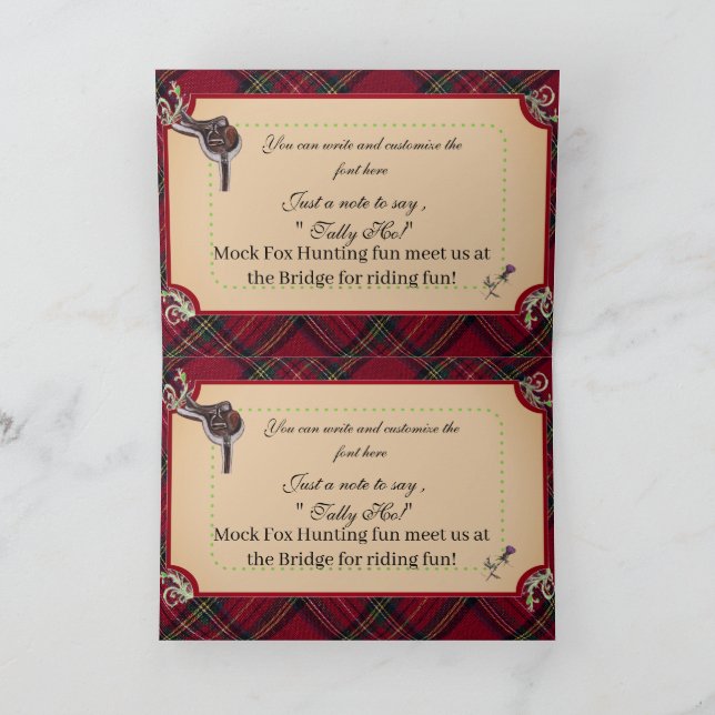 jamie & poppy tartan hunt note card (Inside)