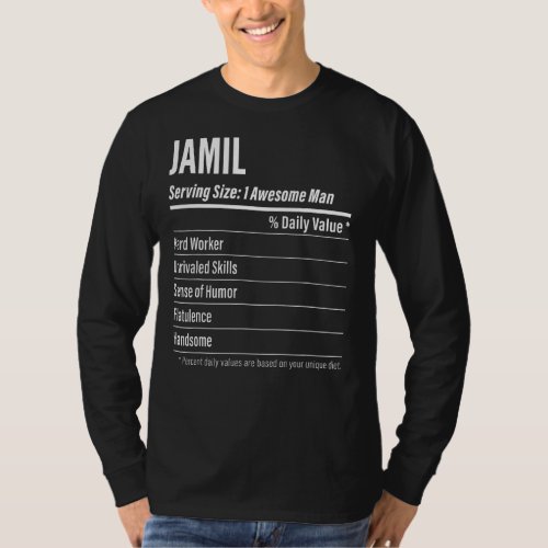 Jamil Serving Size Nutrition Label Calories T_Shirt