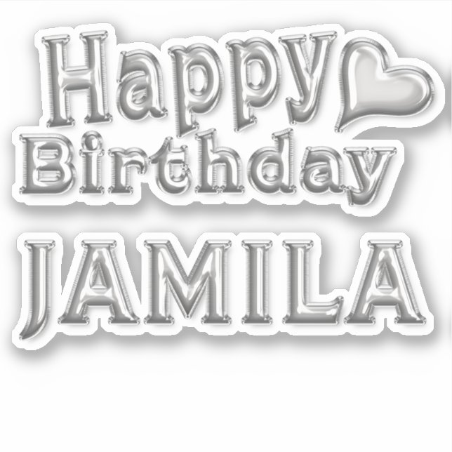 Jamila Happy Birthday silver sticker (Front)