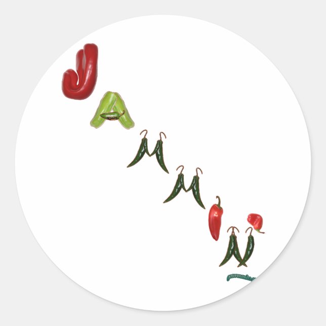 Jammin' Chili Peppers Classic Round Sticker (Front)