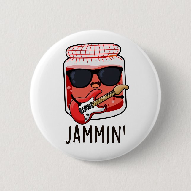 Jammin Funny Rocker Jam Pun  Button (Front)