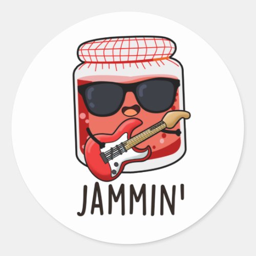 Jammin Funny Rocker Jam Pun  Classic Round Sticker