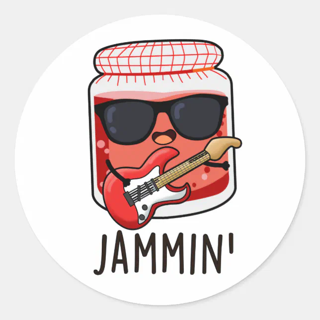 Jammin Funny Rocker Jam Pun Classic Round Sticker | Zazzle