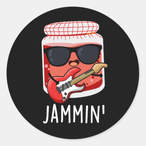 Jammin Funny Rocker Jam Pun Dark BG Classic Round Sticker