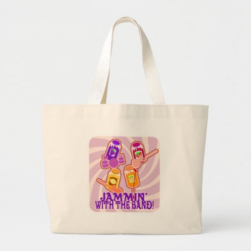 Jammin Jam Band Funny Music Cartoon Design Large Tote Bag