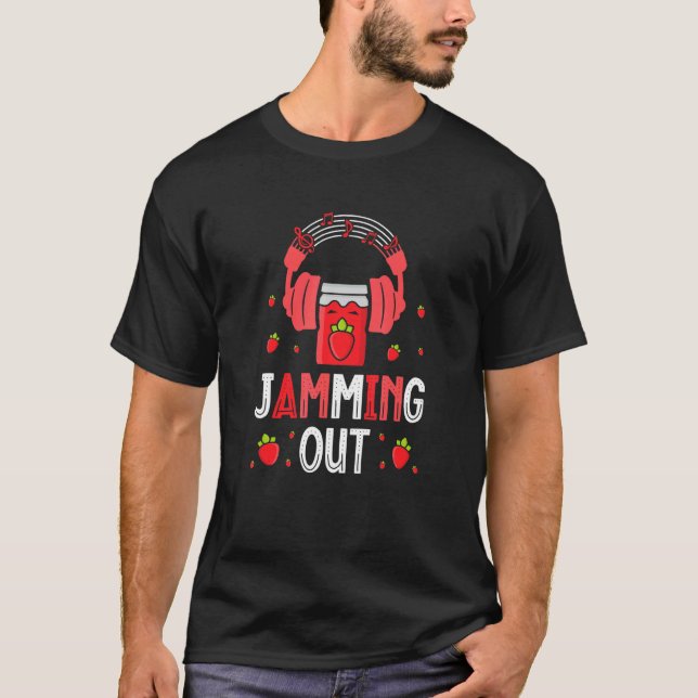 Jamming Out Stawberry Picking Berry Fruit Music T-Shirt (Front)