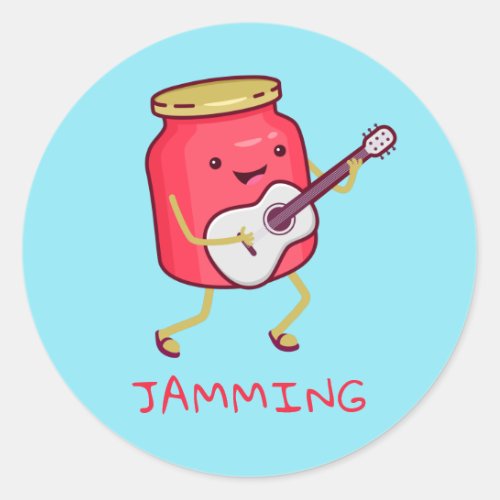 Jamming Pun Classic Round Sticker