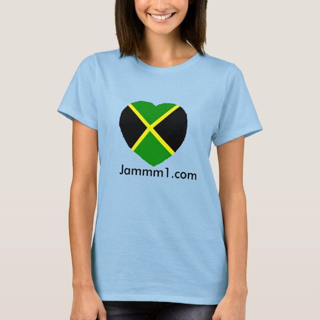 Jammm1 ladies ringer t-shirt, I love Jamaica T-Shirt (Front)