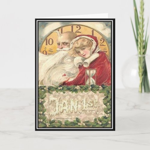 Jan 1st Old Father Time New Year Holiday Card