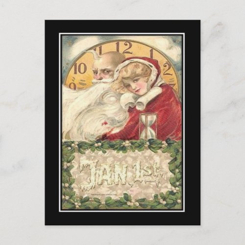Jan 1st Old Father Time New Year Holiday Postcard