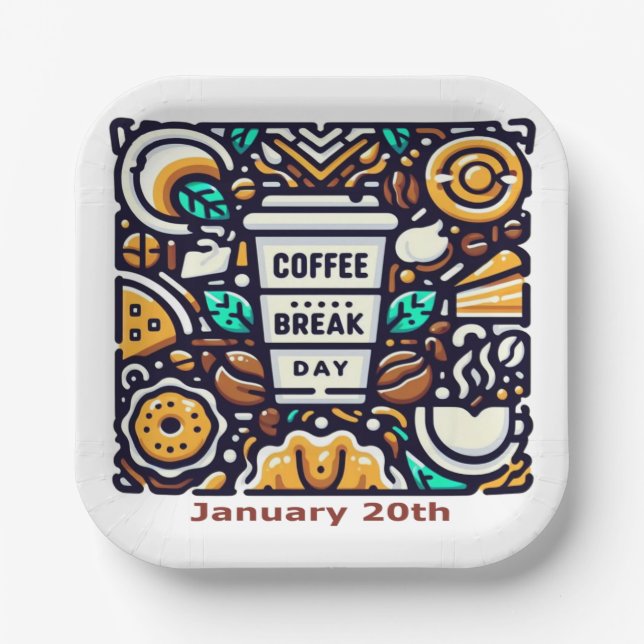Jan 20th - Coffee Break Day Paper Plates (Front)