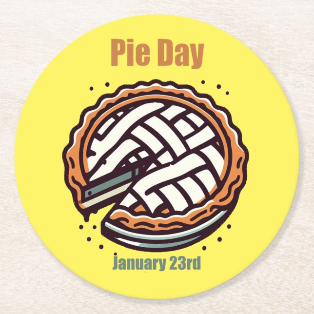 Jan 23rd - Pie Day Round Paper Coaster (Front)