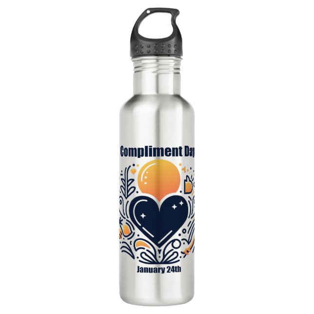 Jan 24th - Compliment Day Stainless Steel Water Bottle (Front)