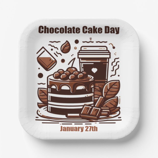Jan 27th - Chocolate Cake Day Paper Plates (Front)
