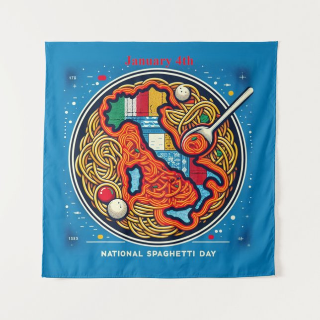 Jan 4th - National Spaghetti Day Tapestry (Front)