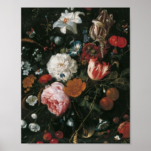 Jan Davidsz De Heem _ Flowers In A Glass Vase Poster