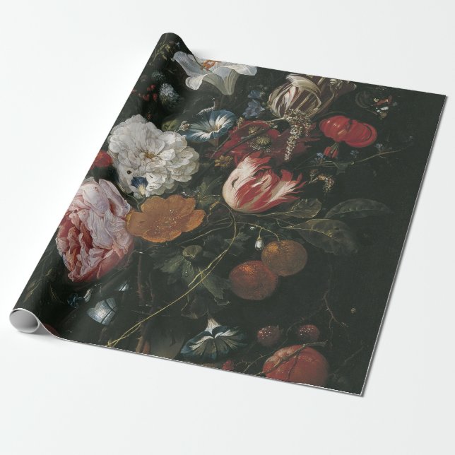 Jan Davidsz De Heem - Flowers In A Glass Vase Wrapping Paper (Unrolled)