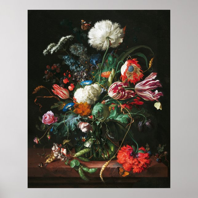 Jan Davidsz de Heem,  Vase of Flowers, 1660 Poster (Front)
