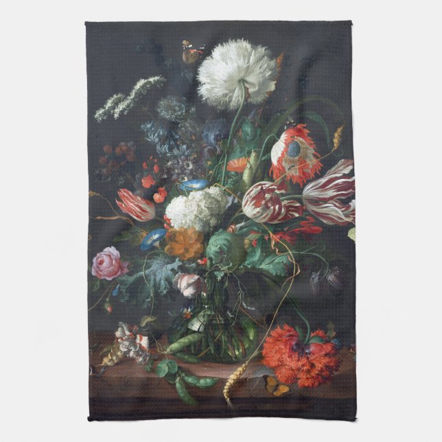 Jan Davidsz de Heem Vase of Flowers Kitchen Towel (Vertical)