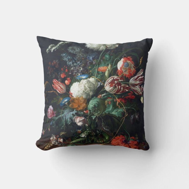 Jan Davidsz de Heem Vase of Flowers Throw Pillow (Front)