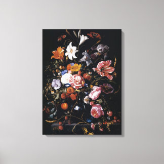 Jan Davidsz de Heem's vase of vibrant flowers Canvas Print