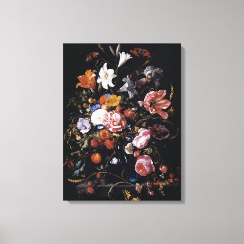 Jan Davidsz de Heems vase of vibrant flowers Canvas Print