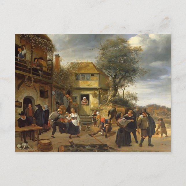 Jan Steen- Peasants before an Inn Postcard (Front)