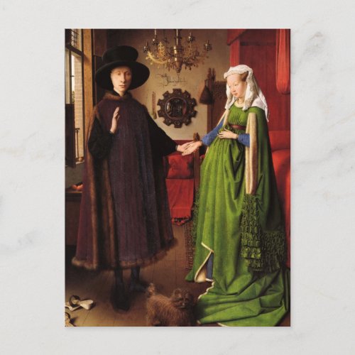 Jan Van Eyck Protrait of Giovannit Arnofini  Wife Postcard