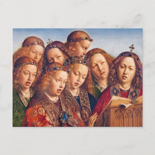 Jan van Eyck Singing angels Ghent altarpiece Postcard