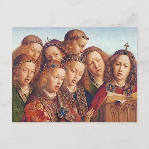 Jan van Eyck Singing angels Ghent altarpiece Postcard