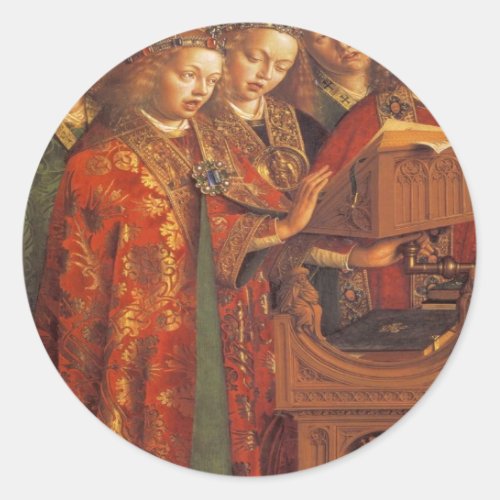 Jan Van Eyck _ The Ghent Altarpiece _Singing Angel Classic Round Sticker