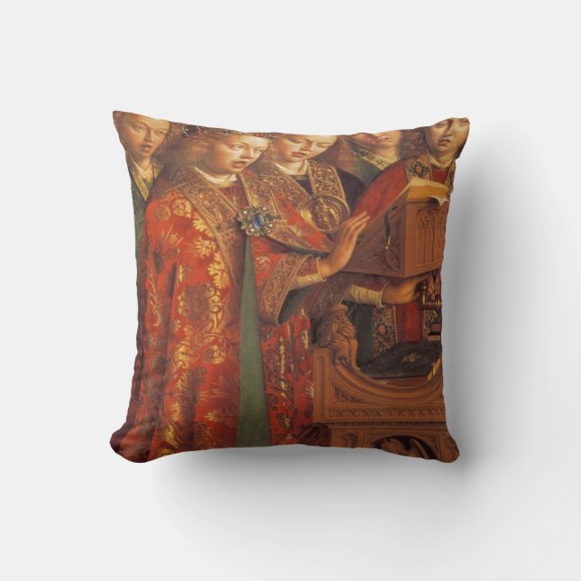 Jan Van Eyck - The Ghent Altarpiece -Singing Angel Throw Pillow (Front)