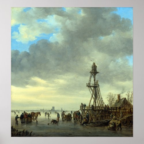 Jan van Goyen Ice Scene near a Wooden Observation Poster