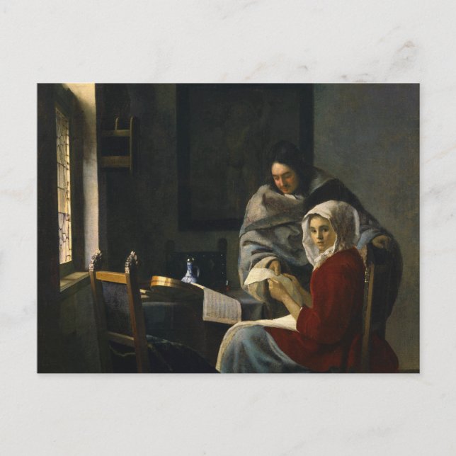 Jan Vermeer - Girl Interrupted at Her Music Postcard (Front)