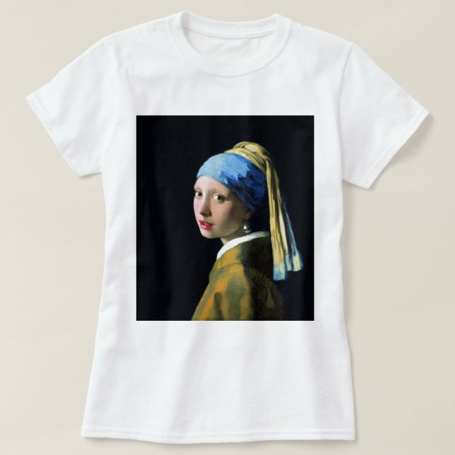 Jan Vermeer Girl With A Pearl Earring Baroque Art T-Shirt (Design Front)