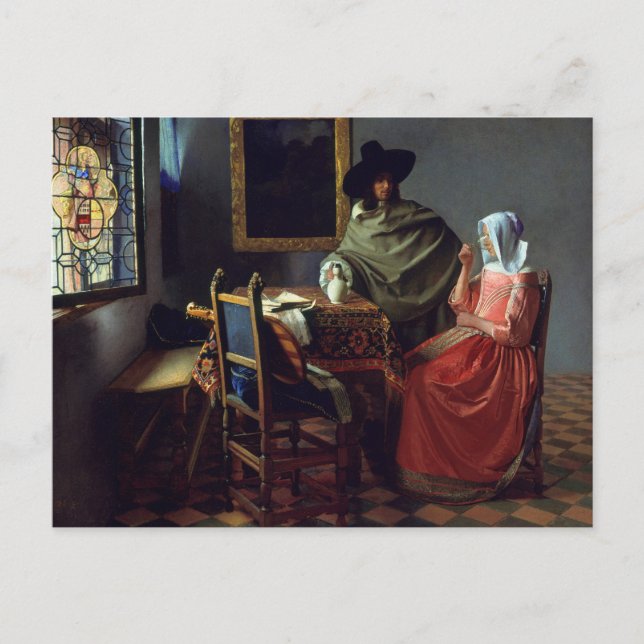 Jan Vermeer - The Glass of Wine Postcard (Front)