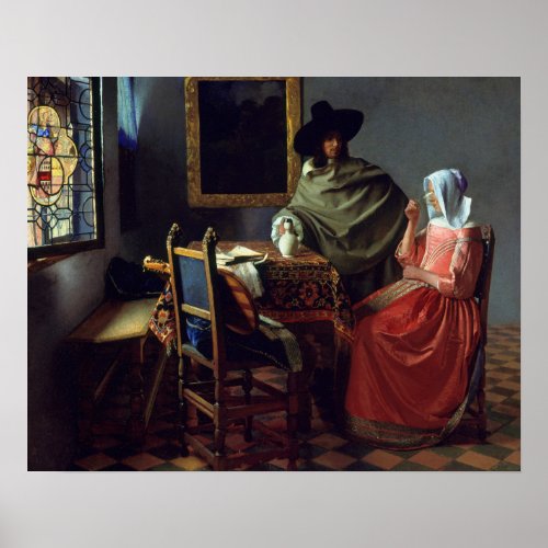 Jan Vermeer _ The Glass of Wine Poster