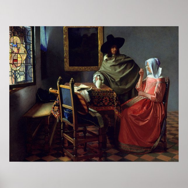 Jan Vermeer - The Glass of Wine Poster (Front)