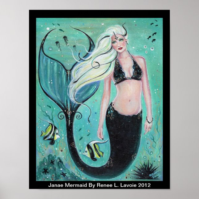 Janae Fantasy Mermaid art  ocean poster By Renee (Front)