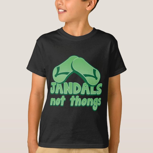 JANDALS not thongs Kiwi Aussie funny design T-Shirt (Front)
