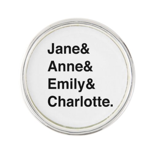 Jane and the Brontes lapel pin silver