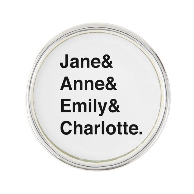 Jane and the Brontes lapel pin silver (Front)