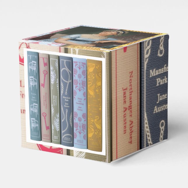 Jane Austen and her books Favor Boxes (Front Side)