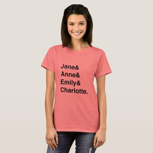 Jane Austen and the Brontes tshirt