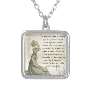 Jane Austen Book Lovers Silver Plated Necklace