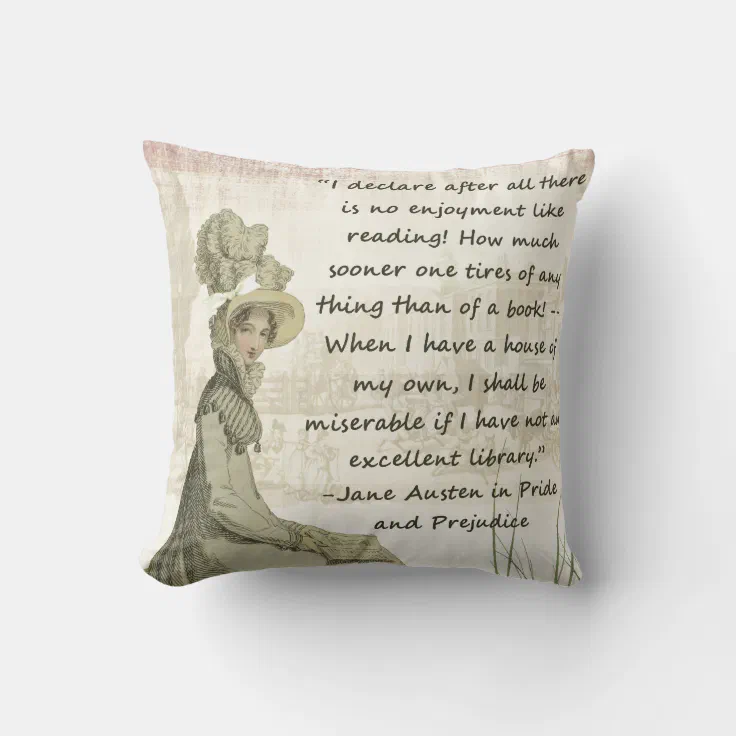 Jane Austen Book Lovers Throw Pillow Zazzle